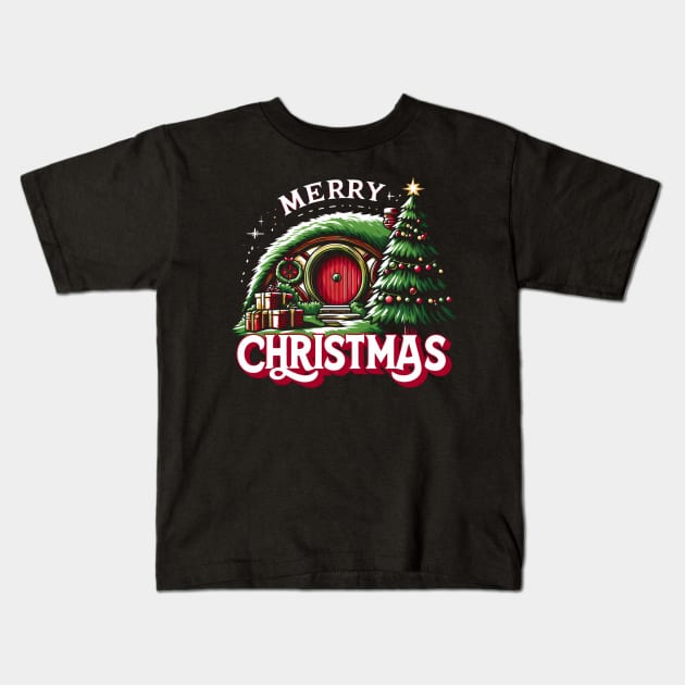 Merry Christmas - Enchanted Circular Door - Fantasy Christmas Kids T-Shirt by Fenay-Designs